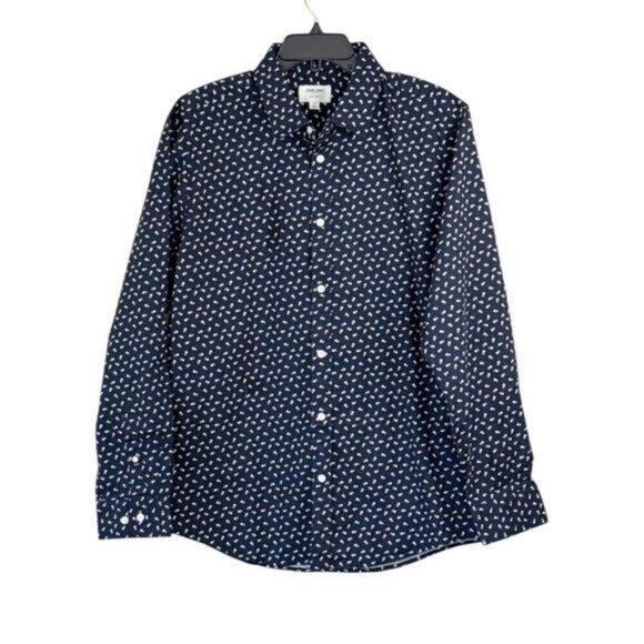 Julian & Mark Geo Dot Long Sleeve Button Front Shirt Gray Black Size L NWT - Picture 3 of 10